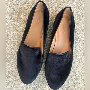 J. Crew BL569 Black Velvet Slip-On Loafer Flats Size 7.5 NWOB